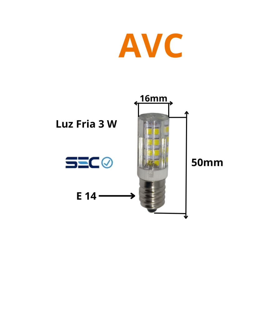 Ampolleta Led Avc Refrigerador E14 6500k 21ch064
