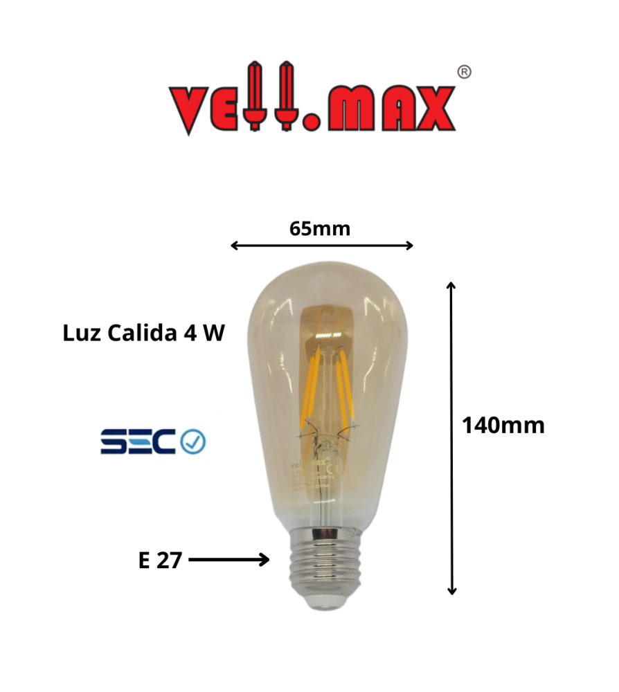 Ampolleta Filamento Vellmax 7w E27 3000k V-bl-1904
