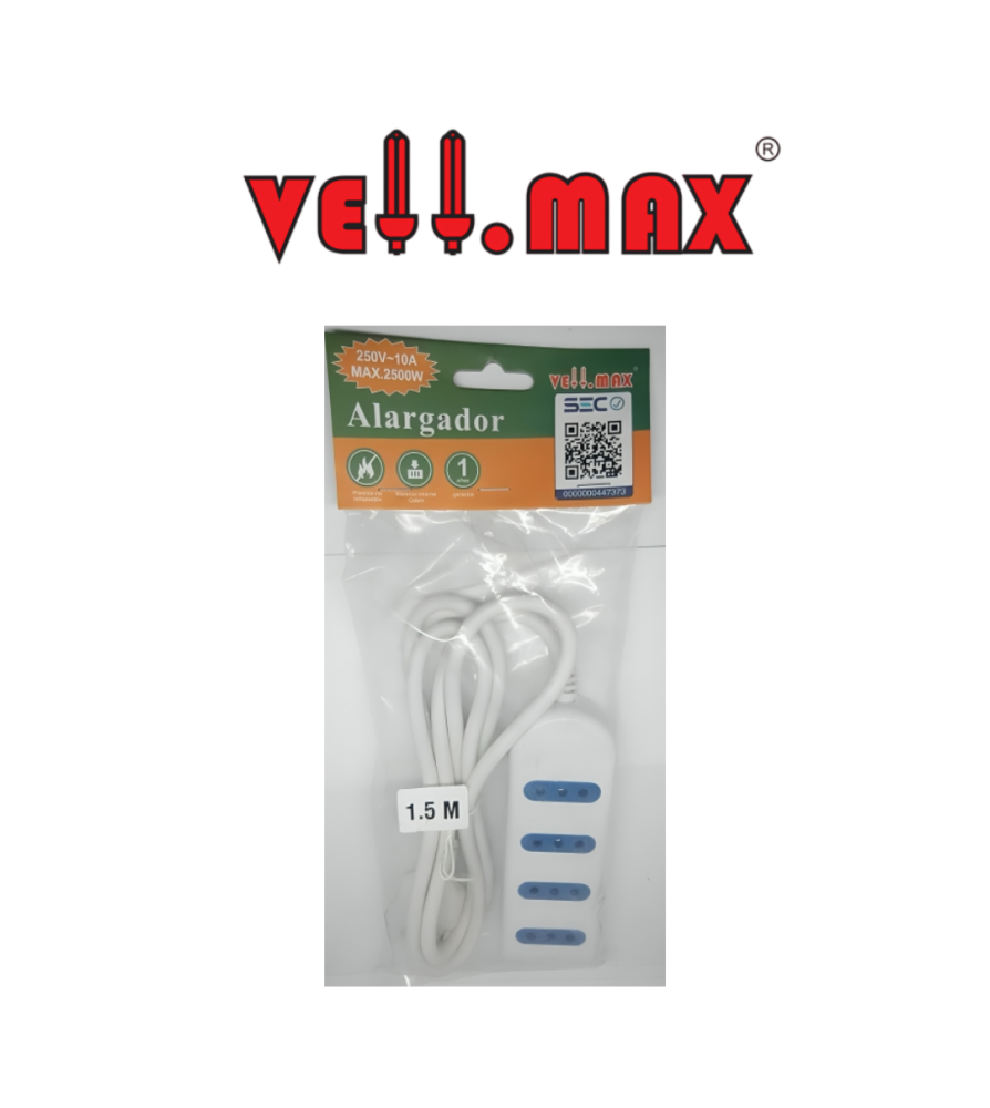 Alargador Vellmax 4 Posiciones 1,5 Mt Blanco V-soc