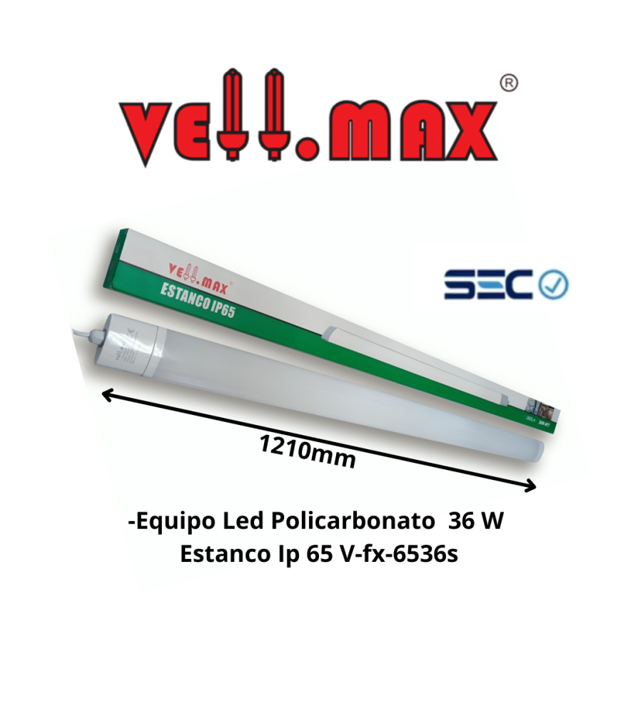 Equipo Led Vellmax Estanco Ip65 Blanco 36 W V-fx-6