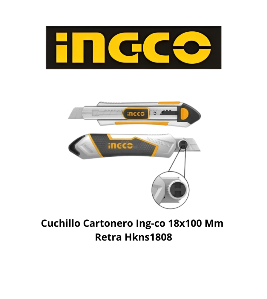 Cuchillo Cartonero Ingco 18x100 Mm Retra Hkns1808