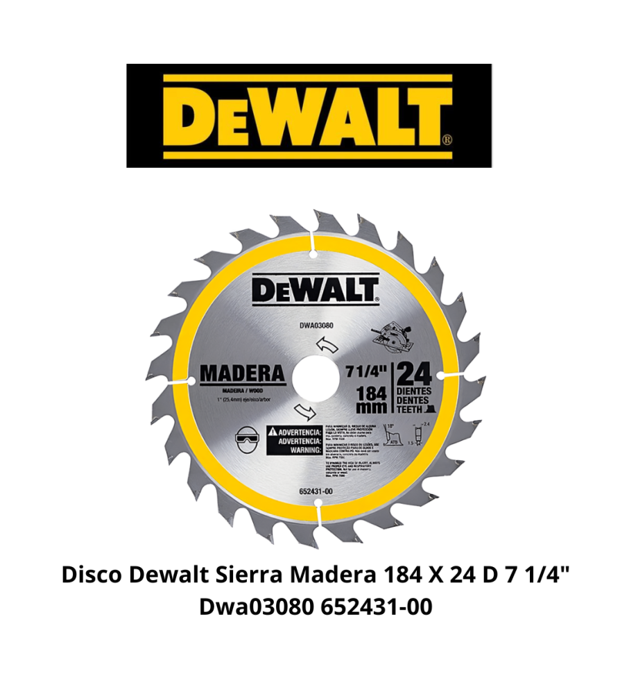 Disco Dewalt Sierra Madera 184 X 24 D 7 1/4" Dwa03