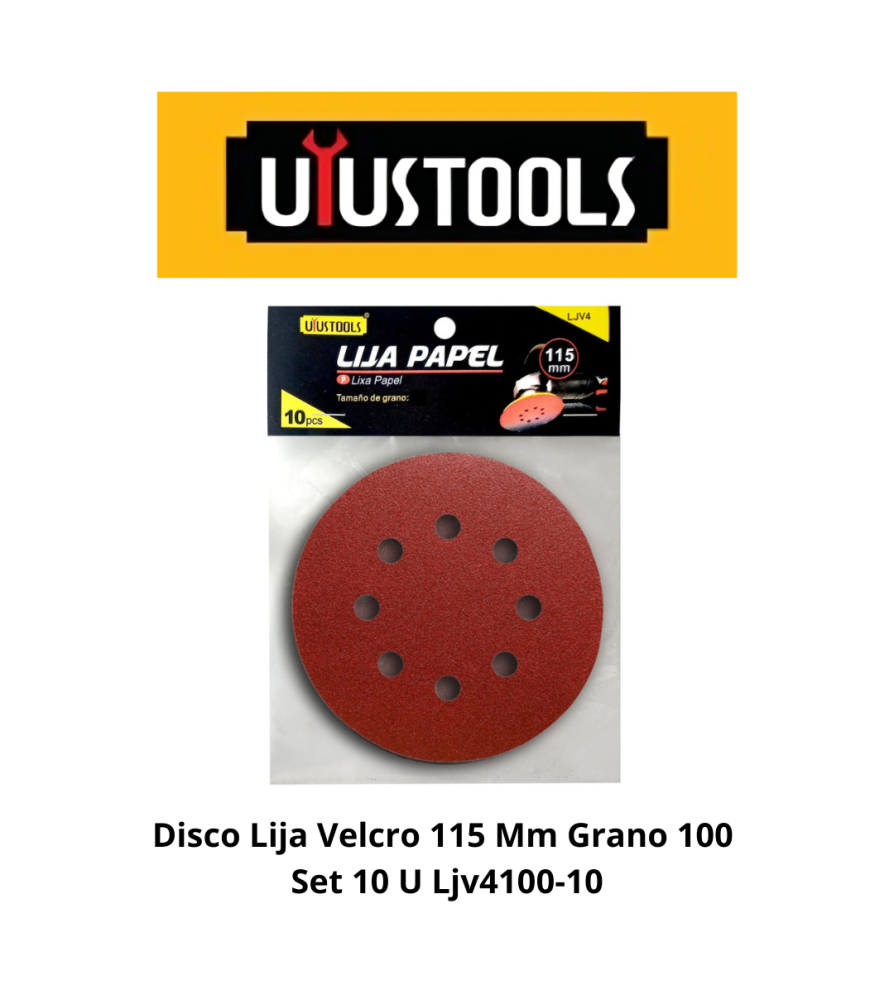 Disco Lija Velcro 115 Mm Grano 100 Set 10 U Ljv410
