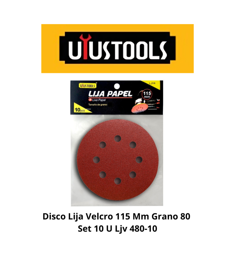 Disco Lija Velcro 115 Mm Grano 80 Set 10 U Ljv 48