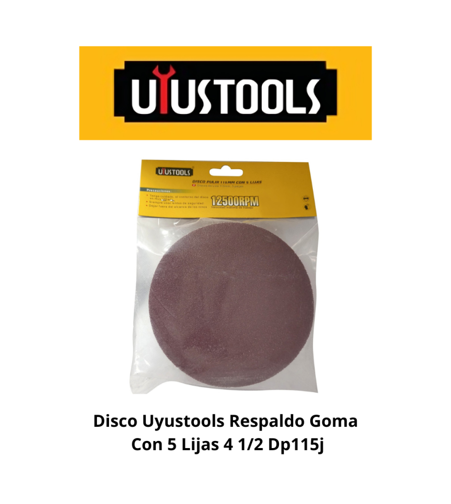 Disco Uyustools Respaldo Goma Con 5 Lijas 4 1/2