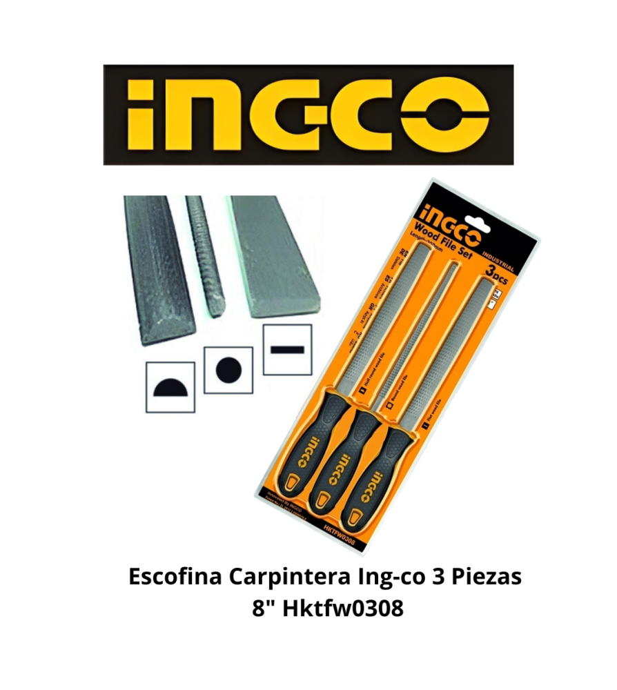 Escofina Carpintera Ingco 3 Piezas 8" Hktfw0308