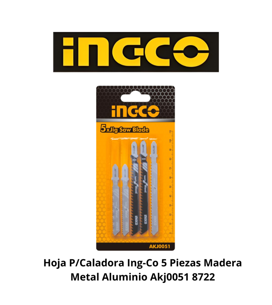 Hoja P/caladora Ingco 5 Piezas Madera Metal Alumi