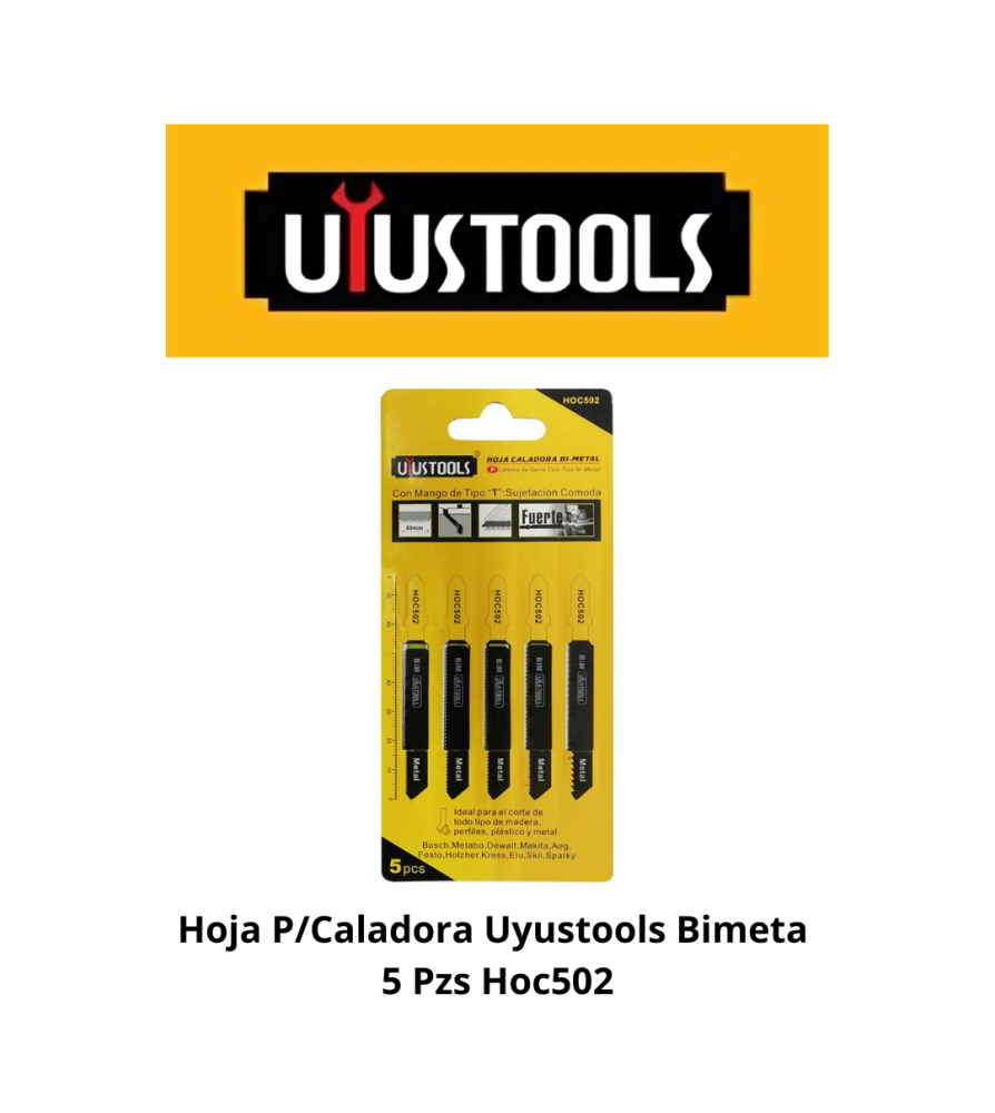Hoja P/caladora Uyustools Bimeta 5 Pzs Hoc502
