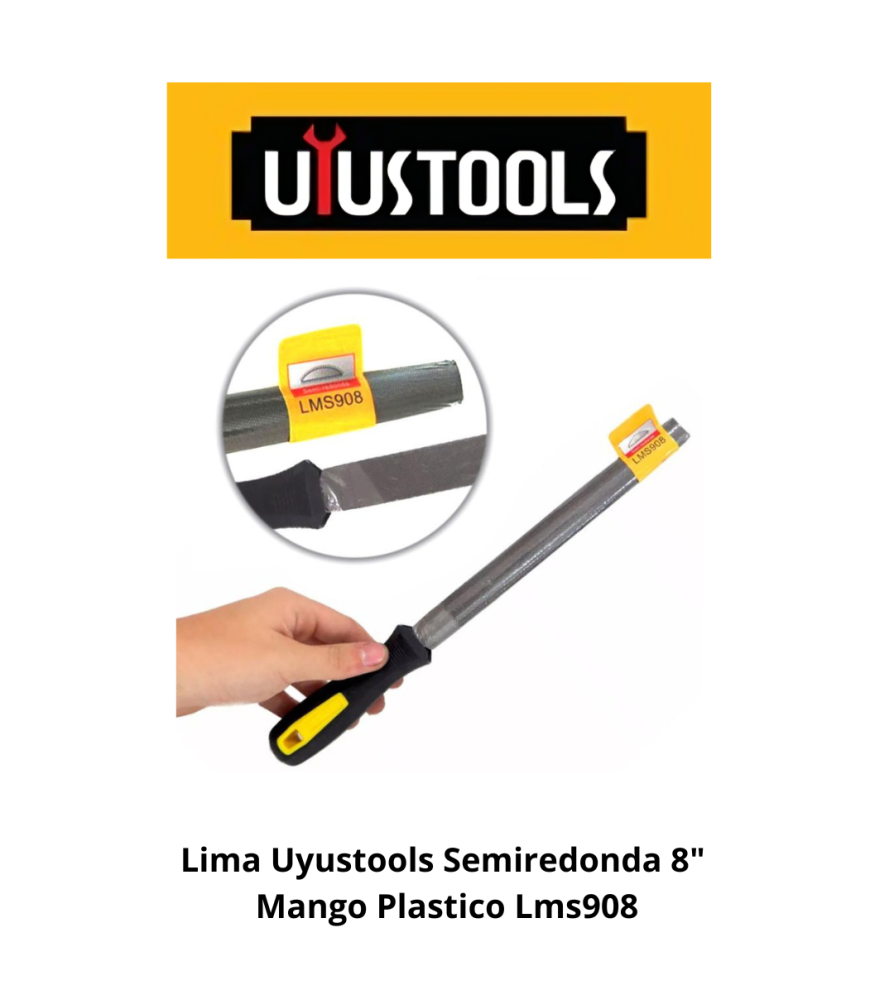 Lima Uyustools Semiredonda 8" Mango Plastico Lms90