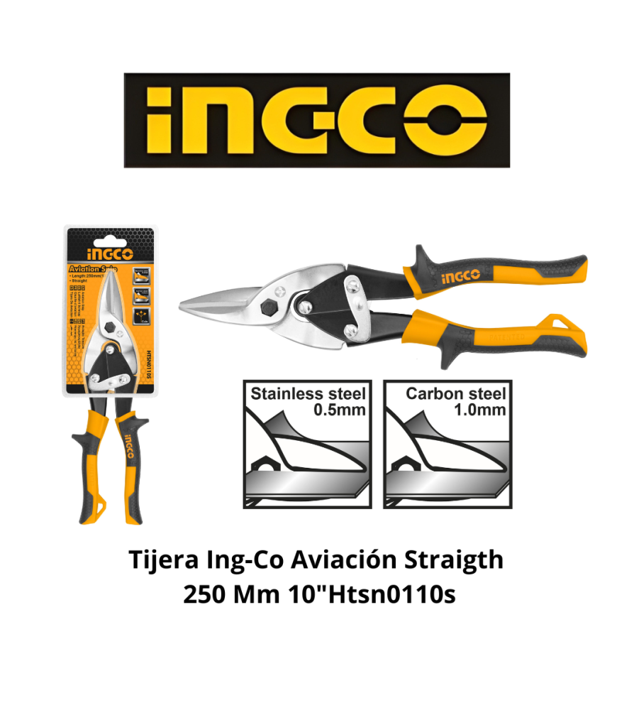 Tijera Ingco Aviacion Straigth 250 Mm 10"htsn0110