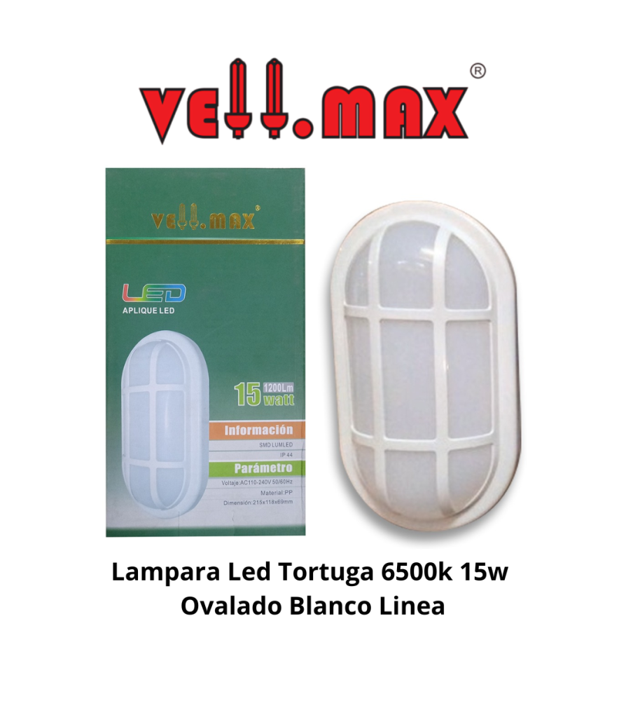 Lampara Led Tortuga 6500k 15w Ovalado Blanco Linea