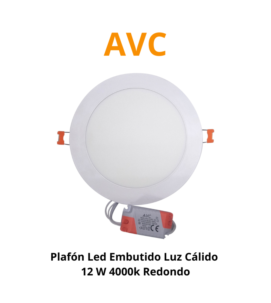 Plafon Led Embutido Luz Cali 12 W 4000k Redondo