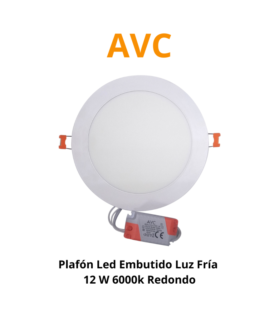 Plafon Led Embutido Luz Fria 12 W 6500k Redondo A-