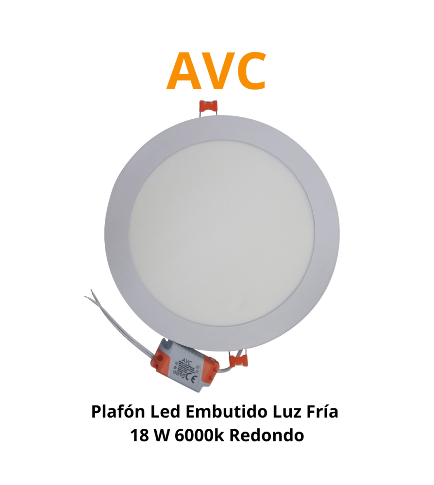 Plafon Led Embutido Luz Fria 18 W 6500k Redondo