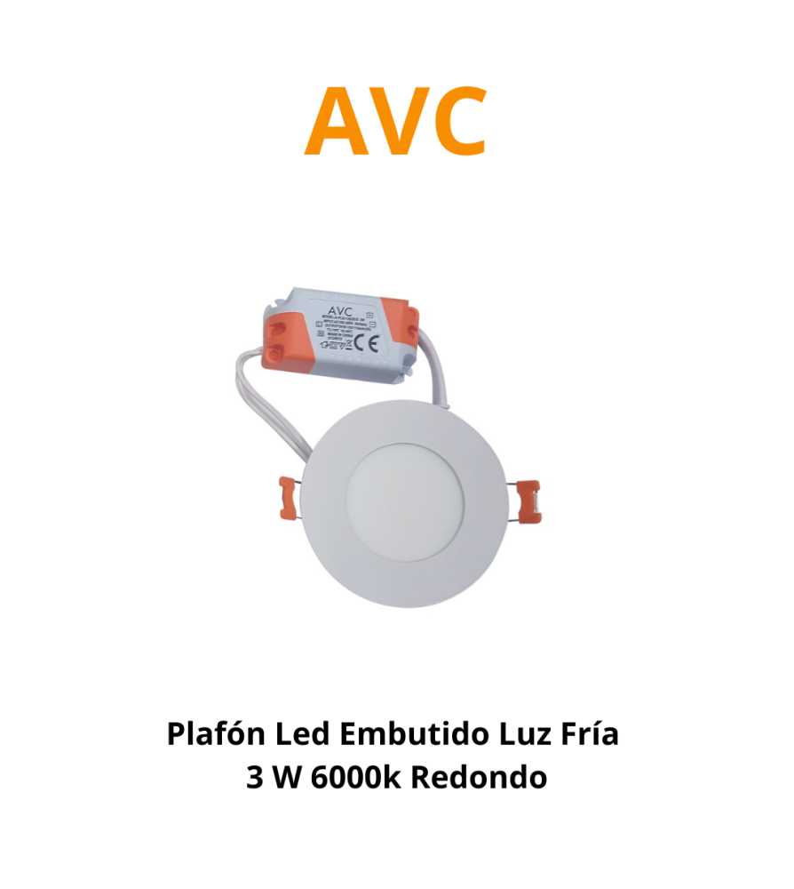Plafon Led Embutido Luz Fria 3 W 6000k Redondo