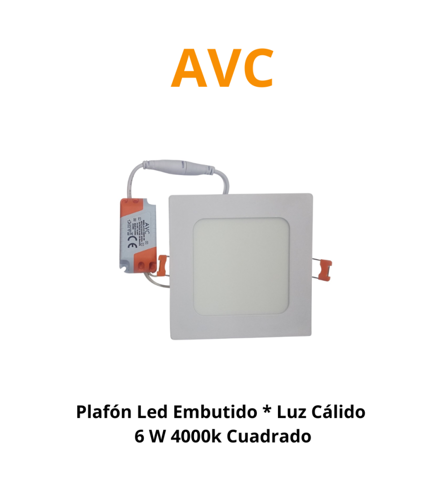 Plafon Led Embutido * Luz Cali 6 W 4000k Cuadrad
