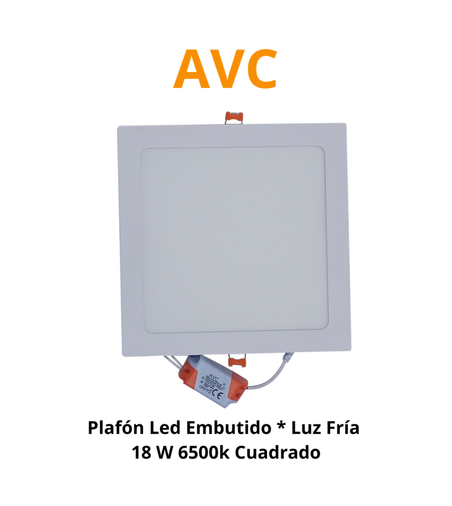 Plafon Led Embutido * Luz Fria 18 W 6500k Cuadrado