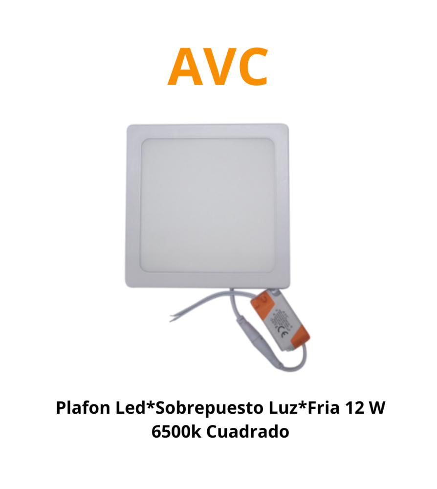 Plafon Led*sobrepuesto Luz*fria 12 W 6500k Cuadrad
