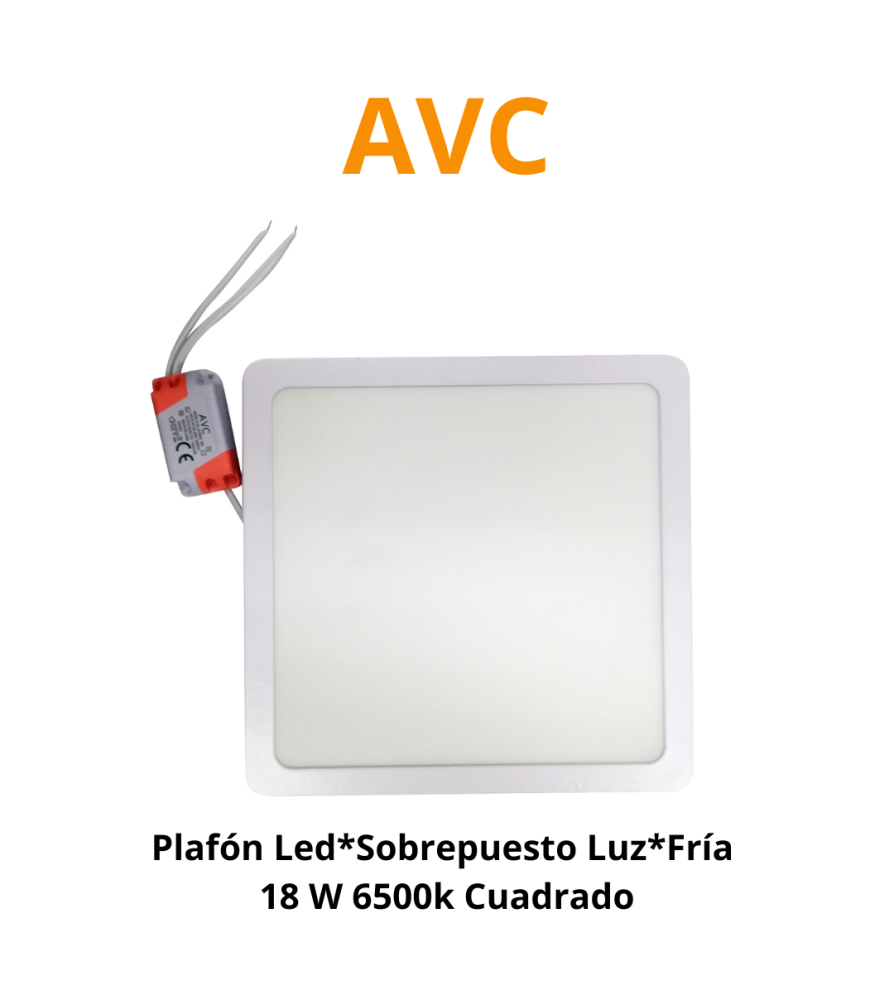 Plafon Led*sobrepuesto Luz*fria 18 W 6500k Cuadrad