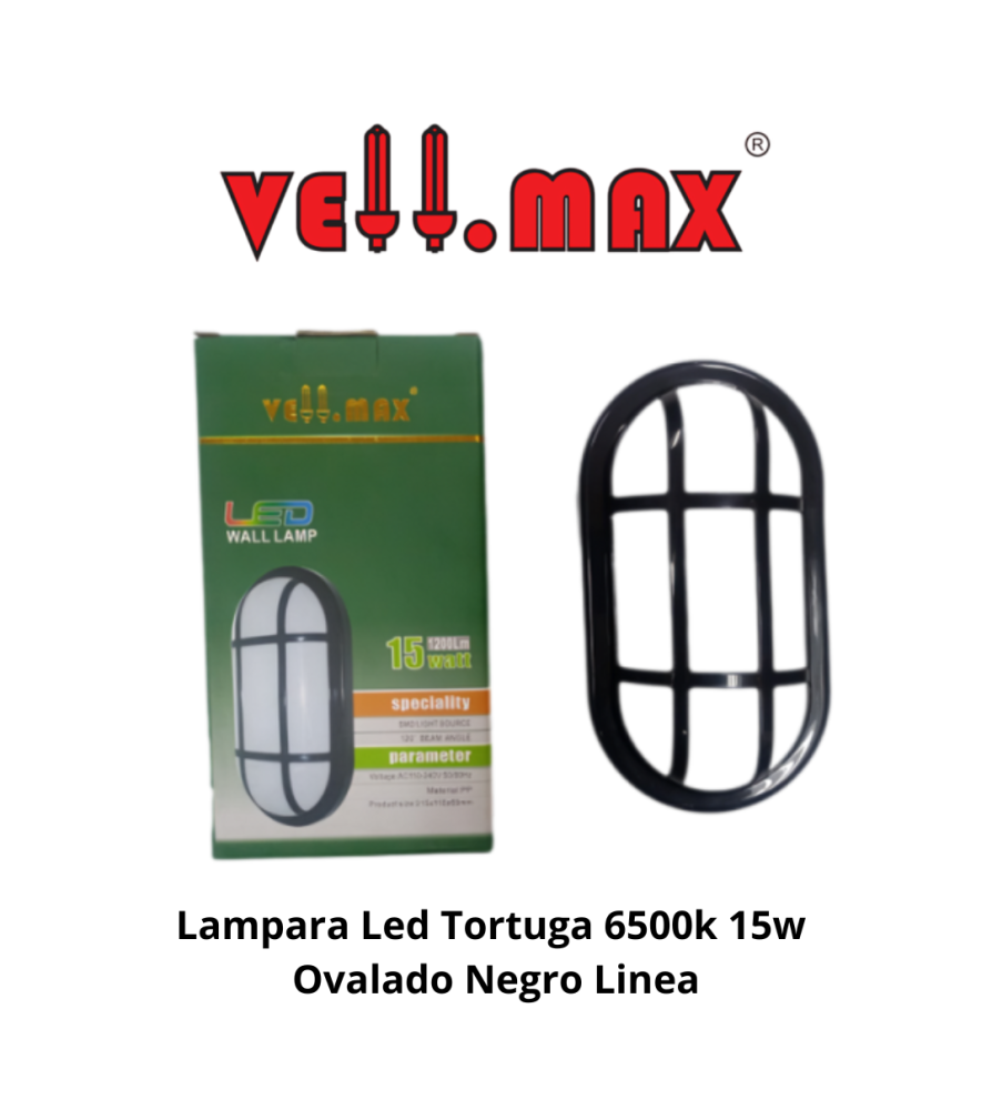 Lampara Led Tortuga 6500k 15w Ovalado Negro Linea
