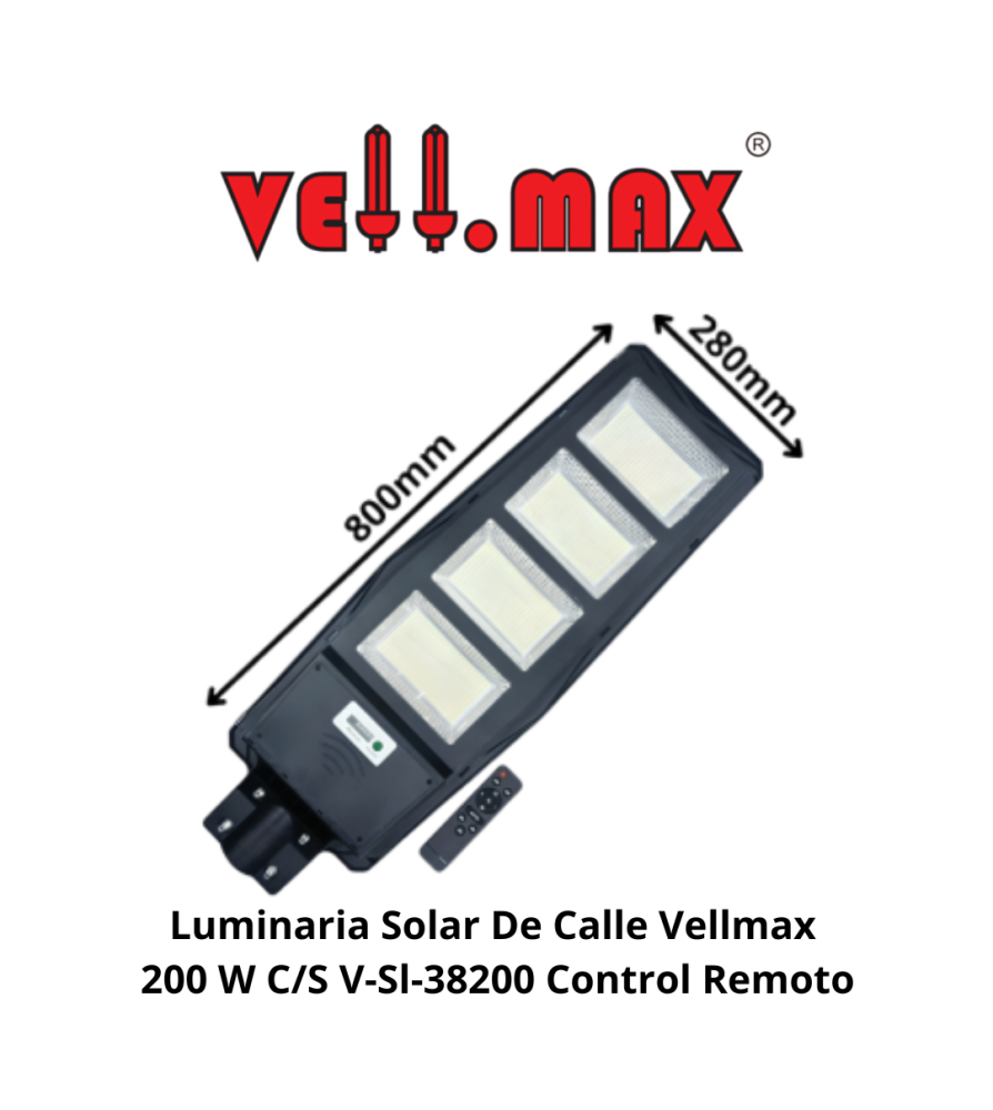 Luminaria Solar De Calle Vellmax 200 W C/s V-sl-38
