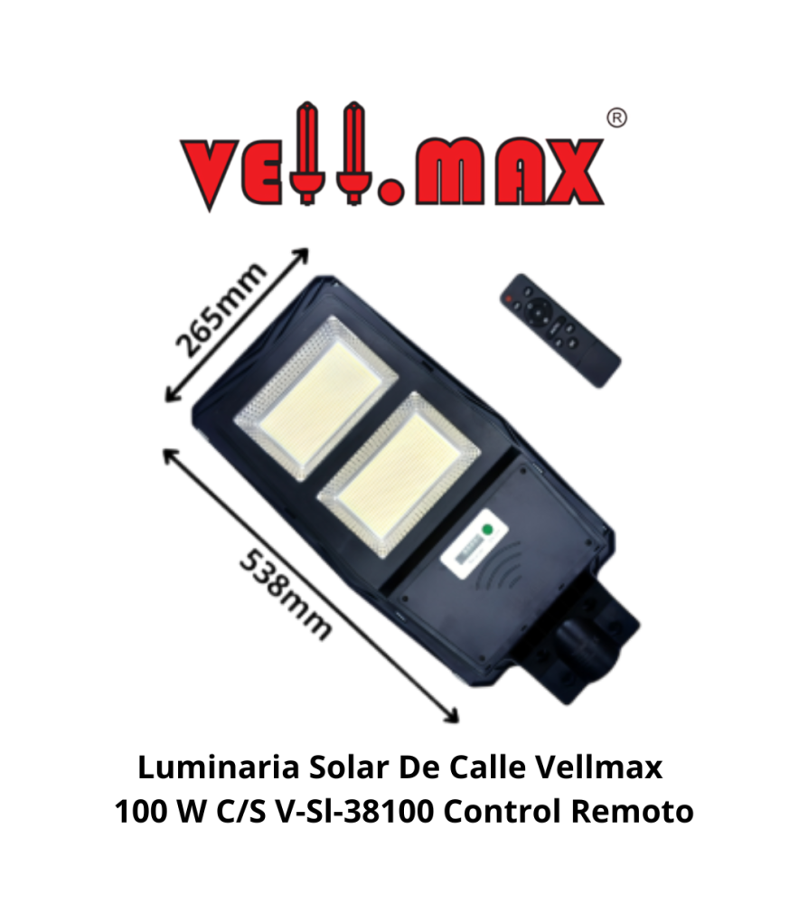 Luminaria Solar De Calle Vellmax 100 W C/s V-sl-38