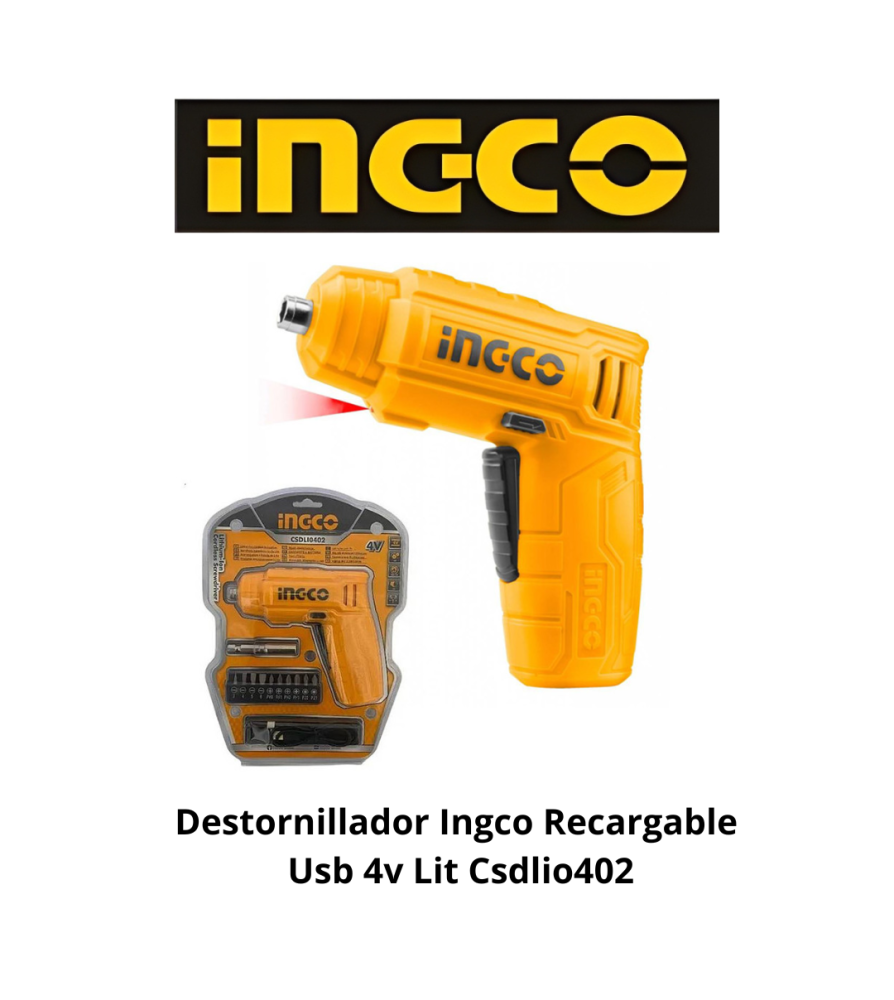 Destornillador Ingco Recargable Usb 4v Lit Csdlio4