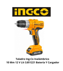 Taladro Ingco Inalambrico 10 Mm 12 V Lit Cdli1221