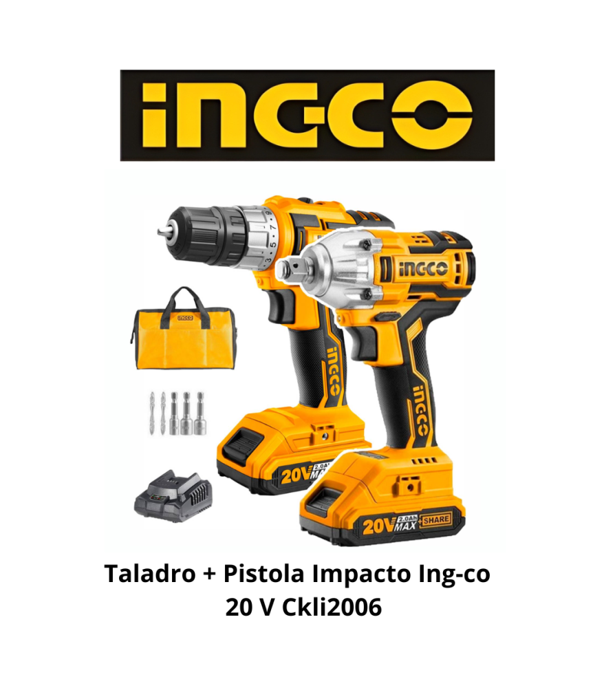 Taladro + Pistola Impacto Ingco 20 V Ckli2006