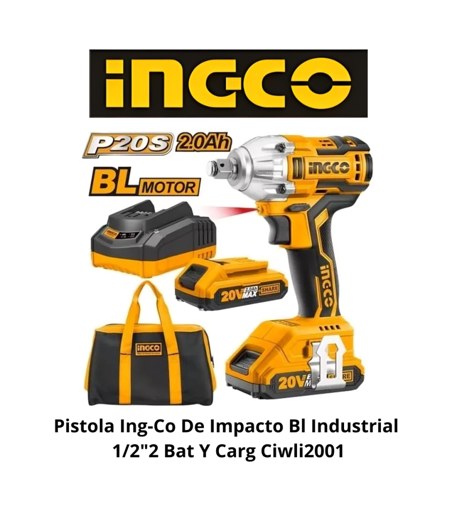 Pistola Ingco De Impacto Bl Industrial 1/2"2 Bat