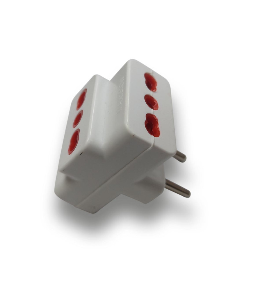 Enchufe Macho Triple 2p 10 Amp Blanco 1500 W