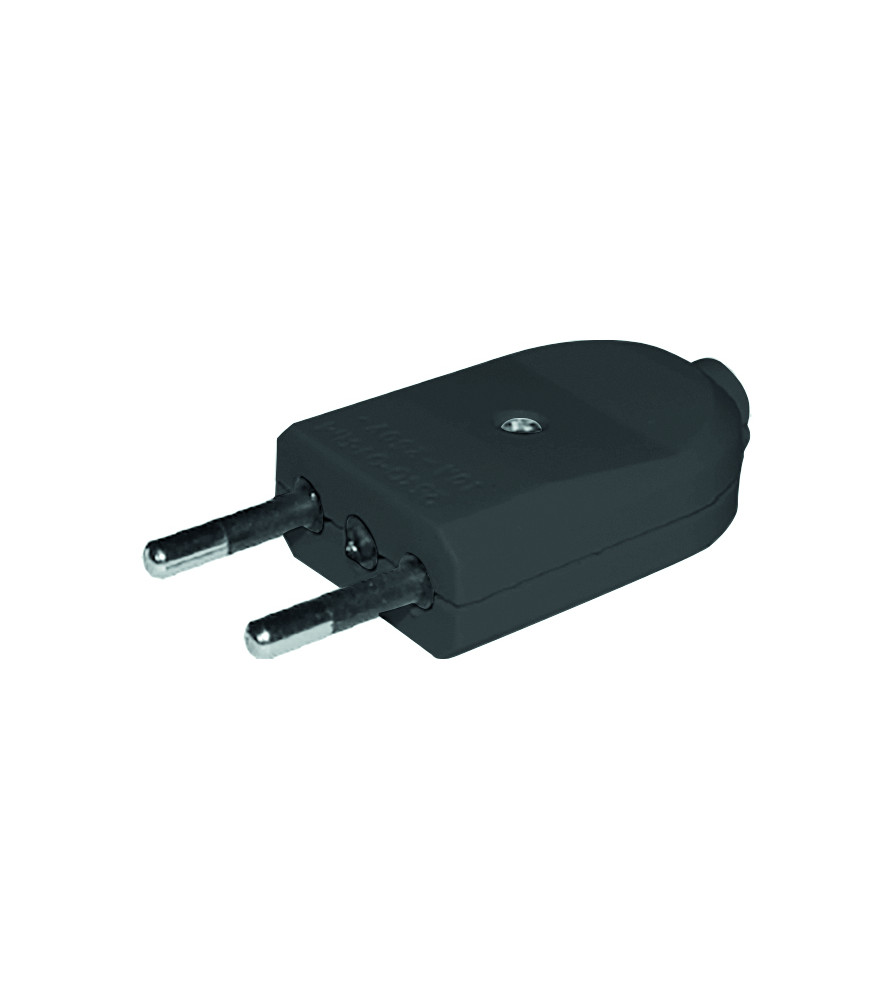 Enchufe Macho Corriente Recto 2 Patas Negro