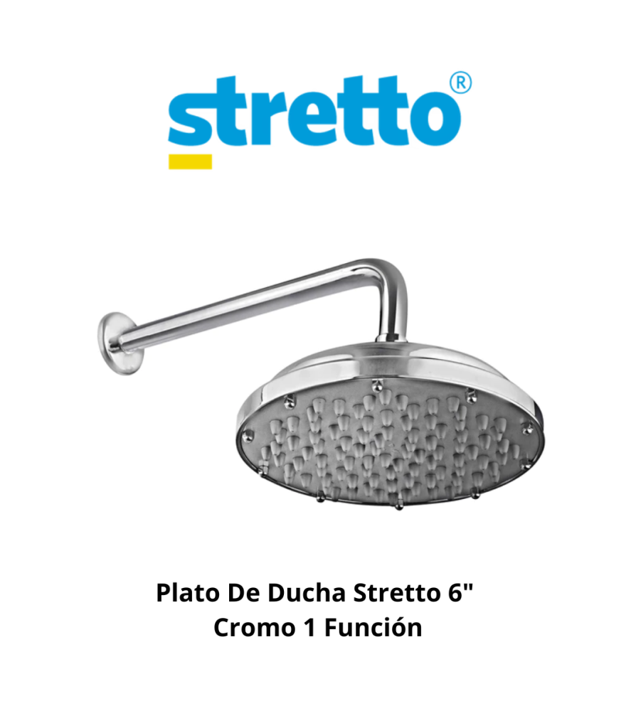 Plato De Ducha Stretto 6" Cromo 1 Fincion