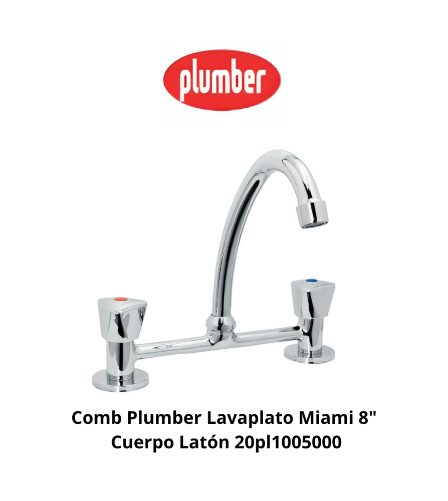 Comb Plumber Lavaplato Miami 8" Cuerpo Laton 20pl1