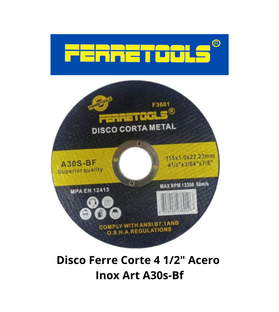 Disco Ferre Corte 4 1/2" Acero Inox Art A30s-bf