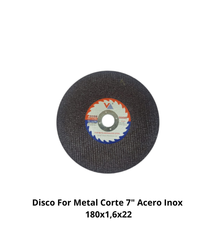 Disco For Metal Corte 7" Acero Inox 180x1,6x22