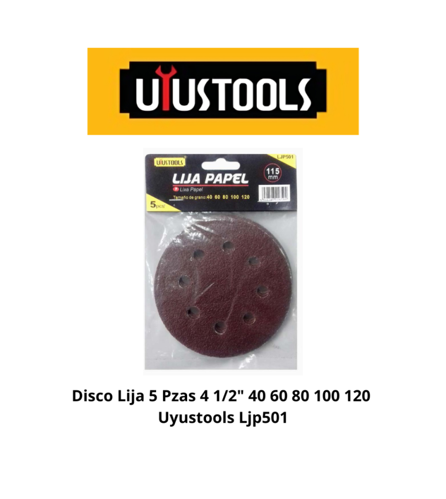 Disco Lija 5 Pzas 4 1/2" 40 60 80 100 120 Uyustool