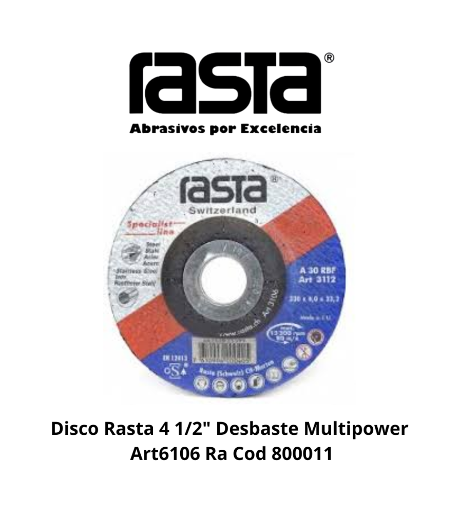 Disco Rasta 4 1/2" Desbaste Multipower Art6106 Ra
