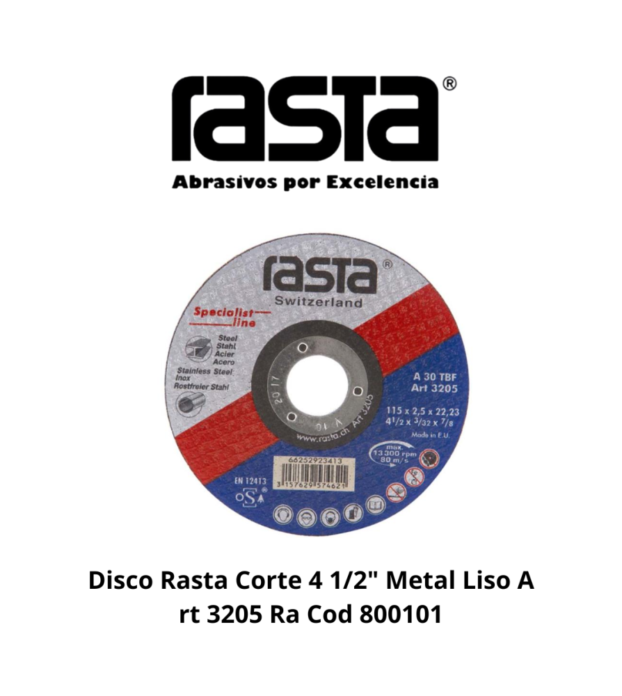 Disco Rasta Corte 4 1/2" Metal Liso Art 3205 Ra Co