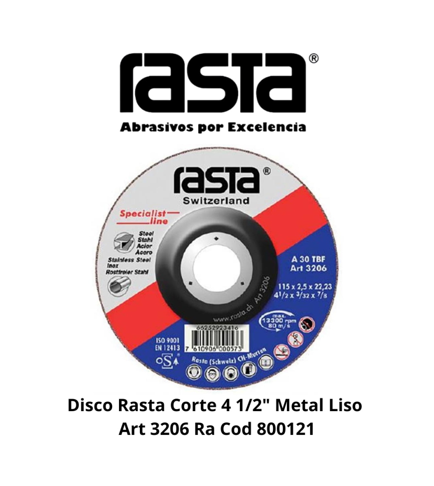 Disco Rasta Corte 4 1/2" Metal Liso Art 3206 Ra Co