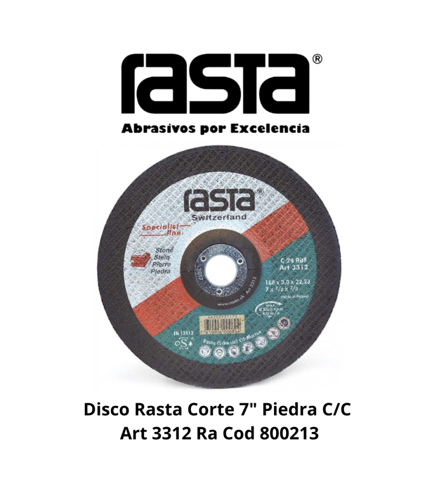 Disco Rasta Corte 7" Piedra C/c Art 3312 Ra Cod 80