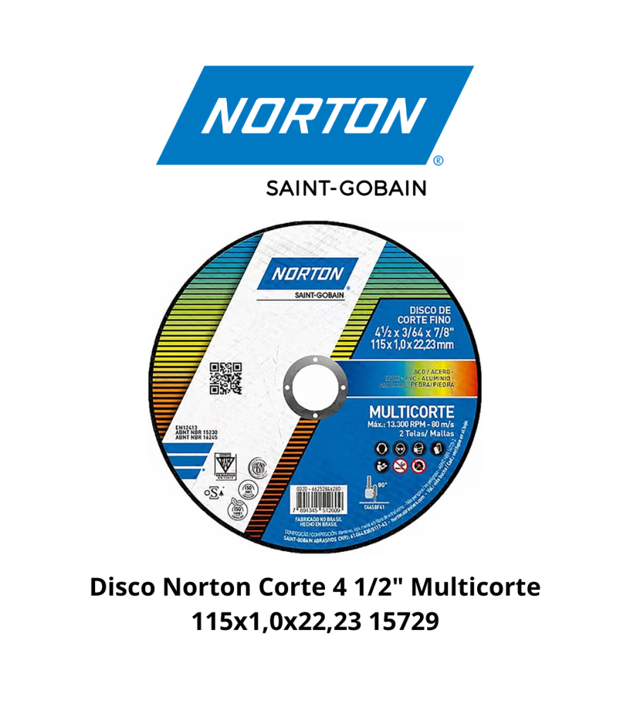 Disco Norton Corte 4 1/2" Multicorte 115x1,0x22,23