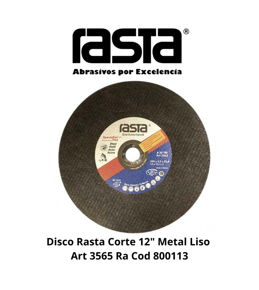 Disco Rasta Corte 12" Metal Liso Art 3565 Ra Cod 8