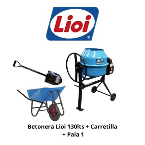 BETONERA LIOI 130LTS + CARRETILLA + PALA 1