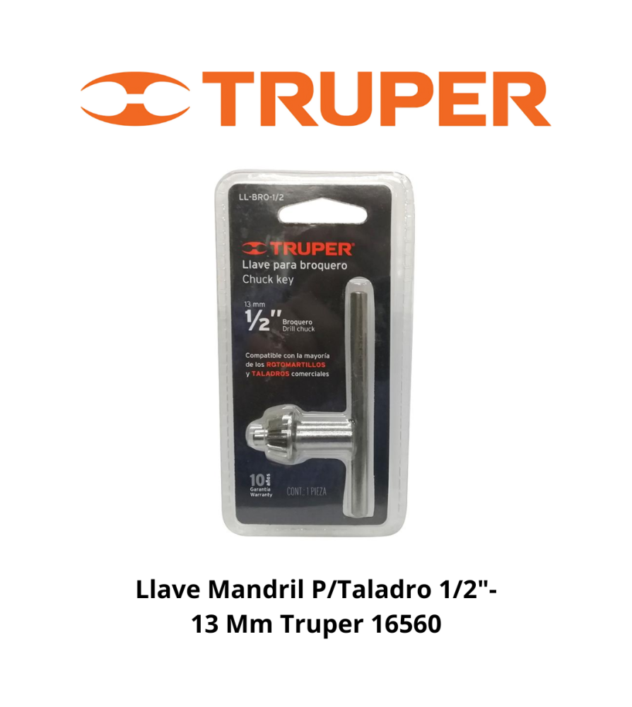 Llave Mandril P/taladro 1/2"-13 Mm Truper 16560