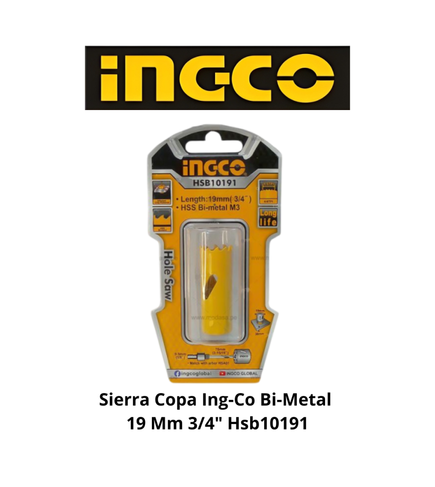 Sierra Copa Ingco Bi-metal 19 Mm 3/4" Hsb10191