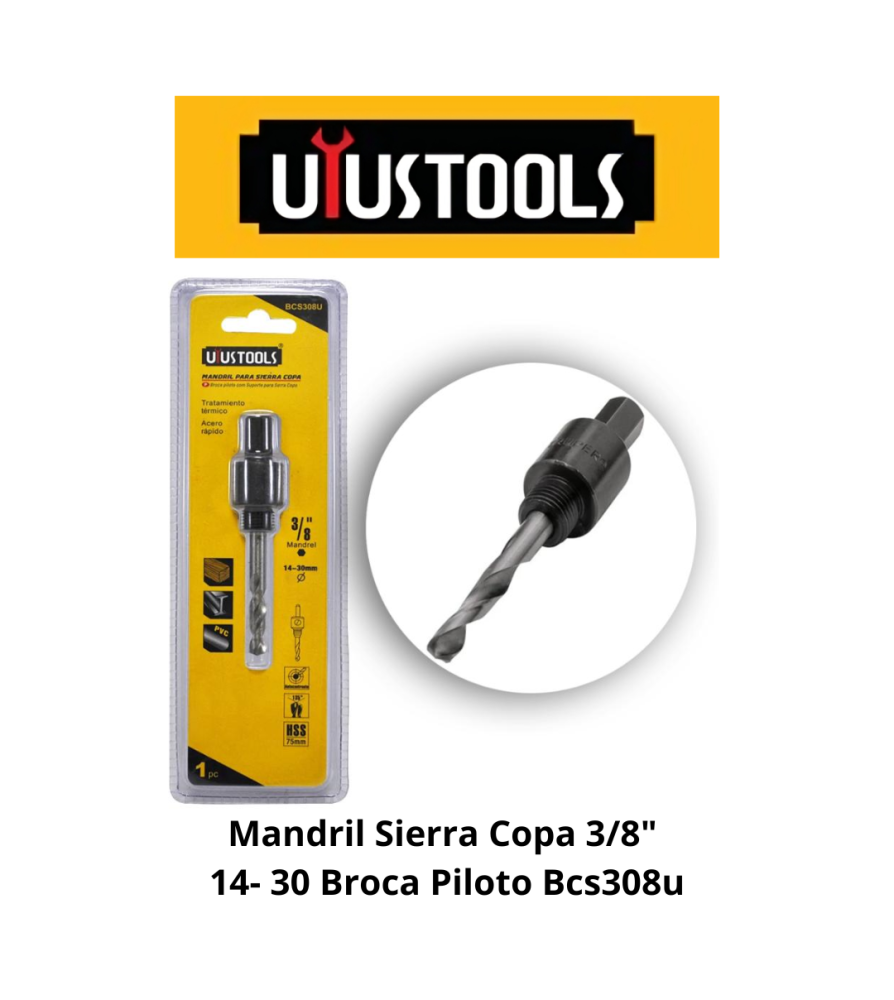 Mandril Sierra Copa 3/8" 14- 30 Broca Piloto Bcs30