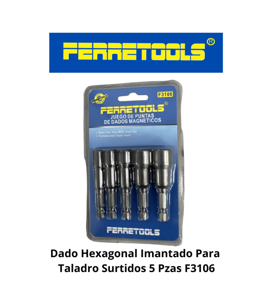 Dado Hexagonal Imantado Para Taladro Surtidos 5 Pz
