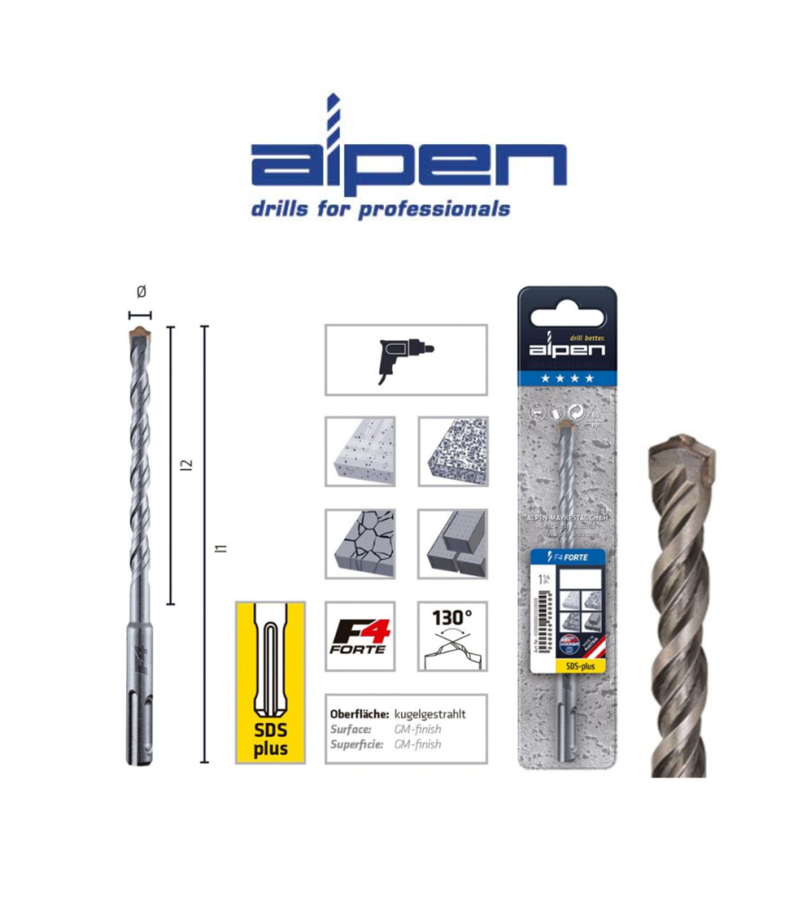 Broca Alpen SDS Plus F4 18,00x 210 Mm. (Blister) | Leroy Merlin