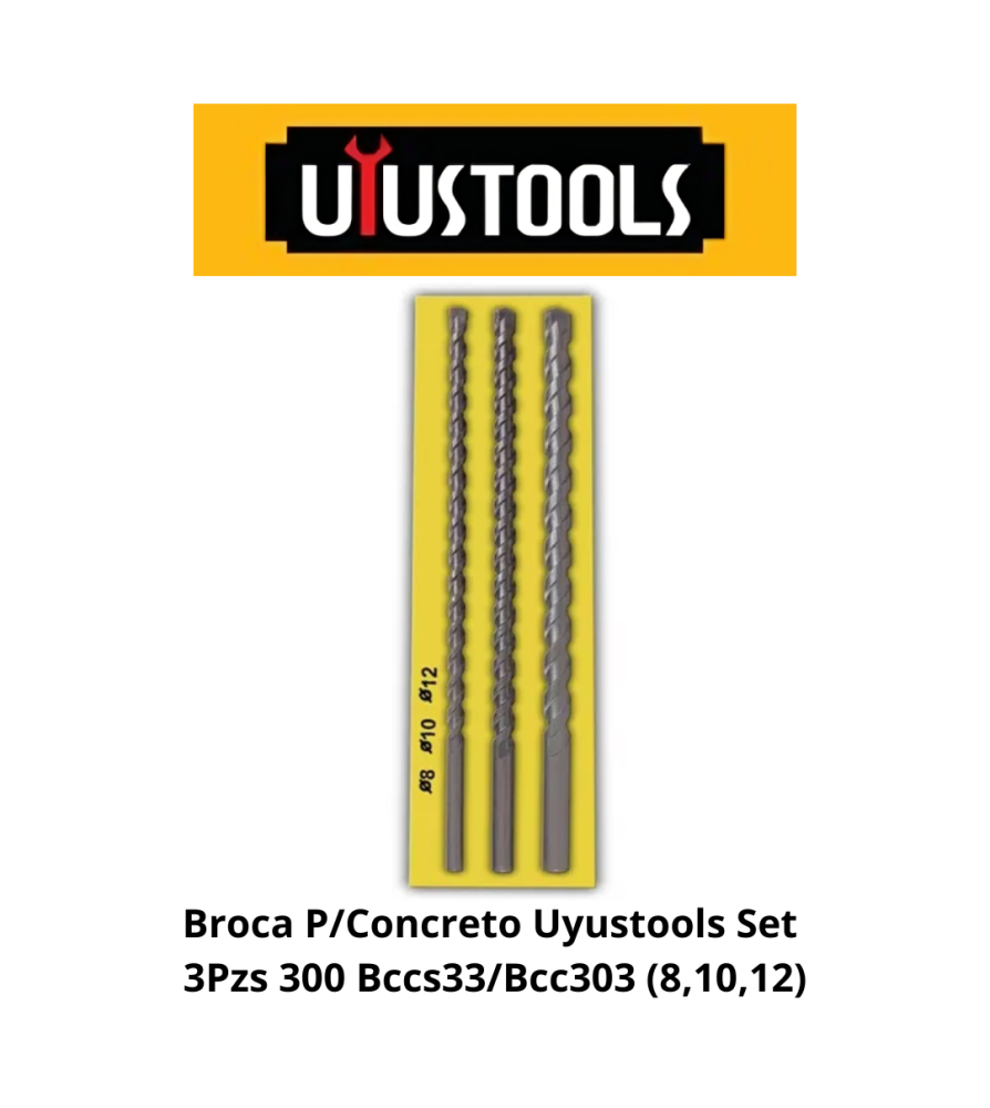 Broca Concreto Uyustools Set 3 Pzs 300 Bccs33/bc